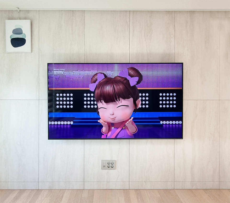 루원시티 벽걸이티비설치 신축아파트 전문 시공 벽걸이 TV 설치 시공 사진 1