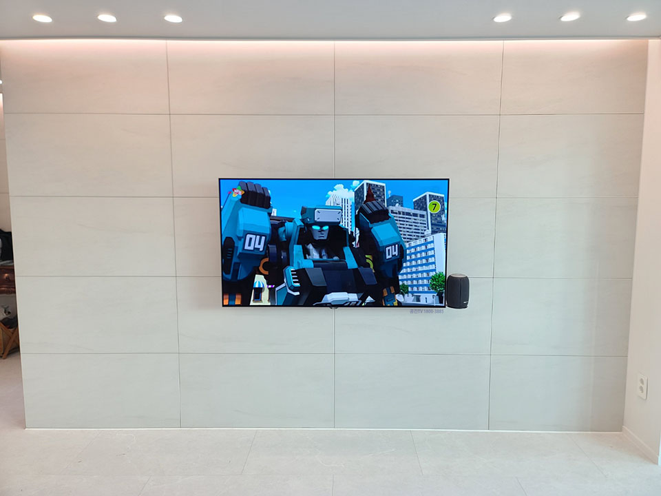 부천 원미구 벽걸이TV설치 거실 선정리 벽걸이 TV 설치 시공 사진 1