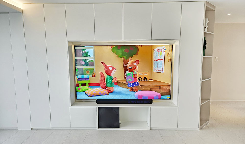 부천 상동 벽걸이TV설치 깔끔한 선정리 벽걸이 TV 설치 시공 사진 4
