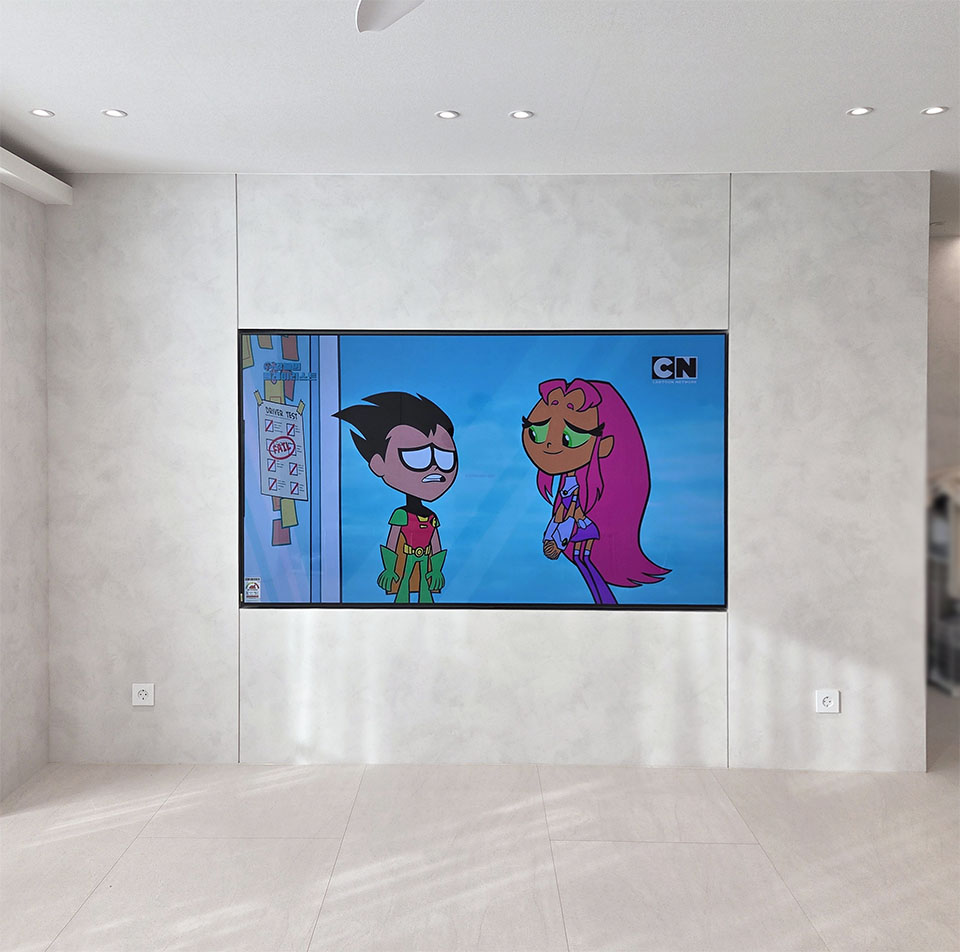 의왕 벽걸이티비설치 아파트 거실 맞춤 전문 시공 벽걸이 TV 설치 시공 사진 1